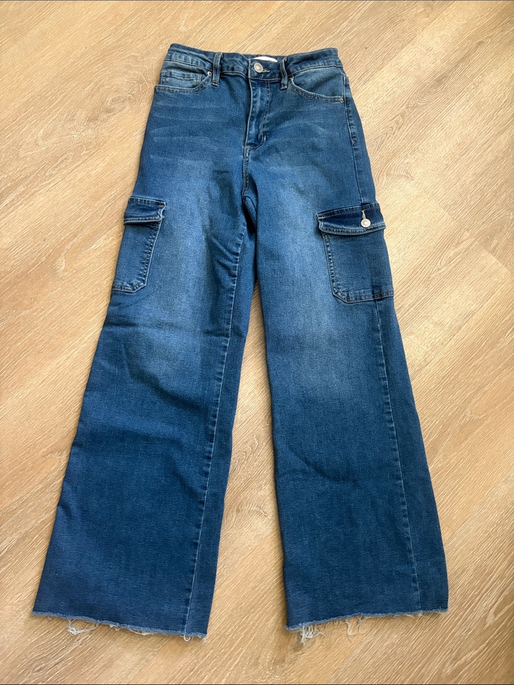 YMI Dark Blue Wide-Leg Cargo Jeans